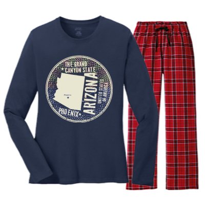 Arizona Grand Canyon State Retro Circle Women's Long Sleeve Flannel Pajama Set 