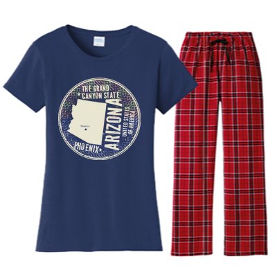 Arizona Grand Canyon State Retro Circle Women's Flannel Pajama Set