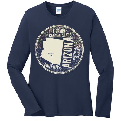 Arizona Grand Canyon State Retro Circle Ladies Long Sleeve Shirt