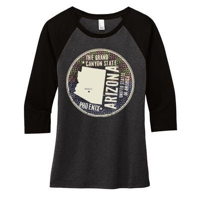 Arizona Grand Canyon State Retro Circle Women's Tri-Blend 3/4-Sleeve Raglan Shirt