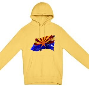 Arizona Grunge Flag Premium Pullover Hoodie