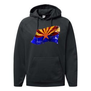 Arizona Grunge Flag Performance Fleece Hoodie