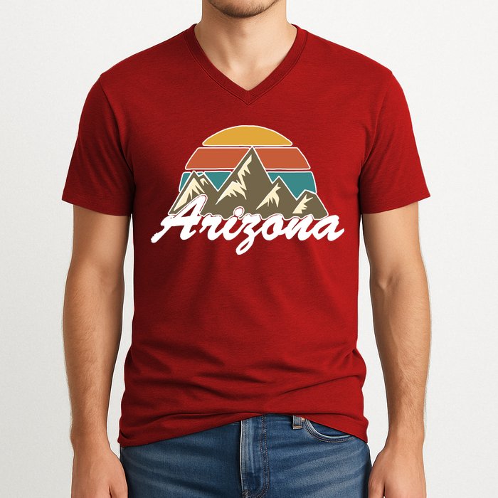 Arizona Retro AZ Mountain V-Neck T-Shirt