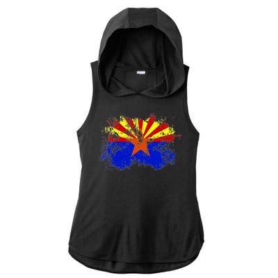 Arizona State Flag Grunge Ladies PosiCharge Tri-Blend Wicking Draft Hoodie Tank