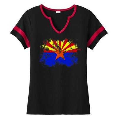 Arizona State Flag Grunge Ladies Halftime Notch Neck Tee