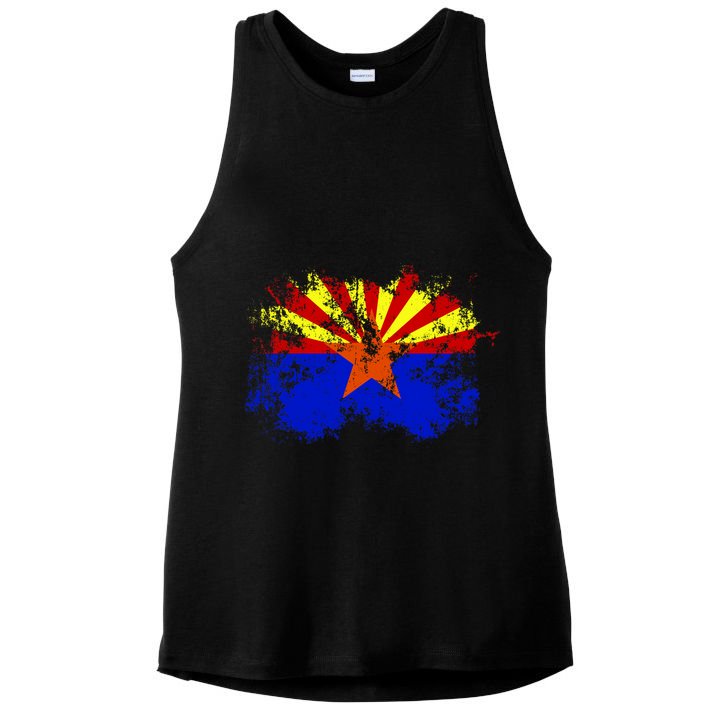 Arizona State Flag Grunge Ladies PosiCharge Tri-Blend Wicking Tank