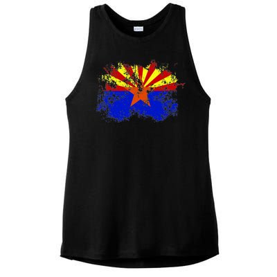 Arizona State Flag Grunge Ladies PosiCharge Tri-Blend Wicking Tank