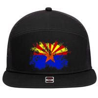Arizona State Flag Grunge 7 Panel Mesh Trucker Snapback Hat