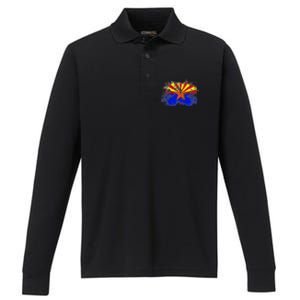 Arizona State Flag Grunge Performance Long Sleeve Polo