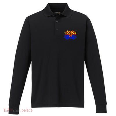 Arizona State Flag Grunge Performance Long Sleeve Polo