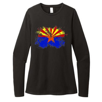 Arizona State Flag Grunge Womens CVC Long Sleeve Shirt