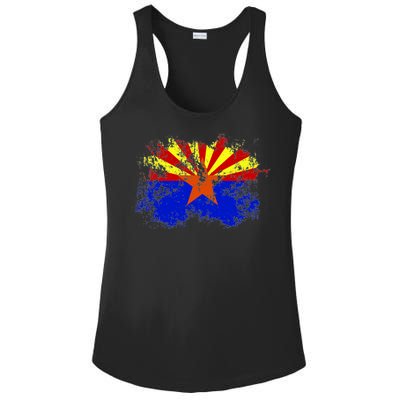 Arizona State Flag Grunge Ladies PosiCharge Competitor Racerback Tank