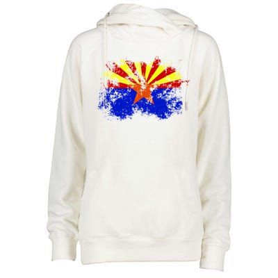 Arizona State Flag Grunge Womens Funnel Neck Pullover Hood