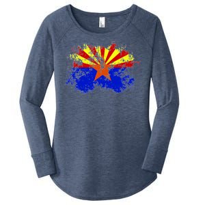 Arizona State Flag Grunge Women's Perfect Tri Tunic Long Sleeve Shirt