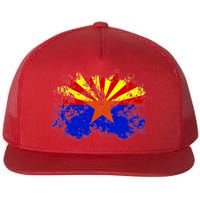 Arizona State Flag Grunge Flat Bill Trucker Hat