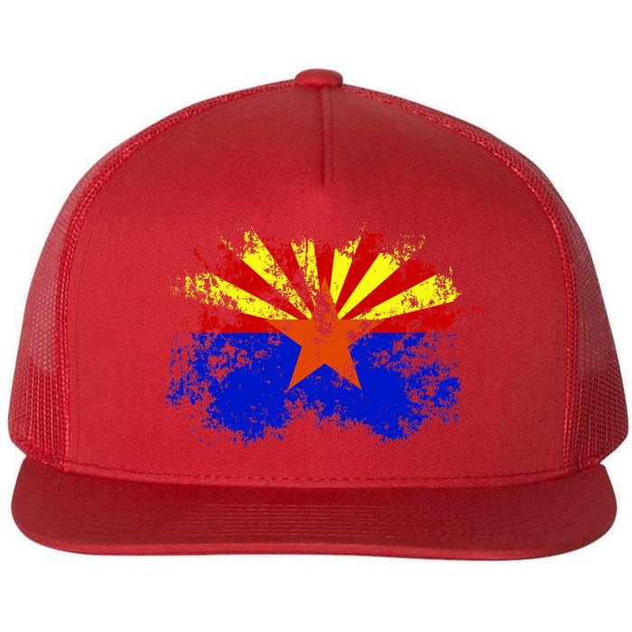 Arizona State Flag Grunge Flat Bill Trucker Hat