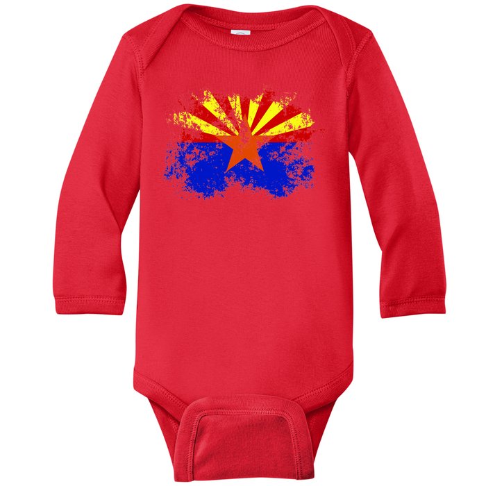 Arizona State Flag Grunge Baby Long Sleeve Bodysuit