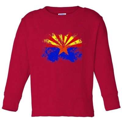Arizona State Flag Grunge Toddler Long Sleeve Shirt