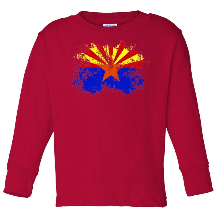 Arizona State Flag Grunge Toddler Long Sleeve Shirt