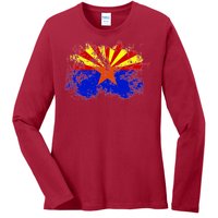 Arizona State Flag Grunge Ladies Long Sleeve Shirt