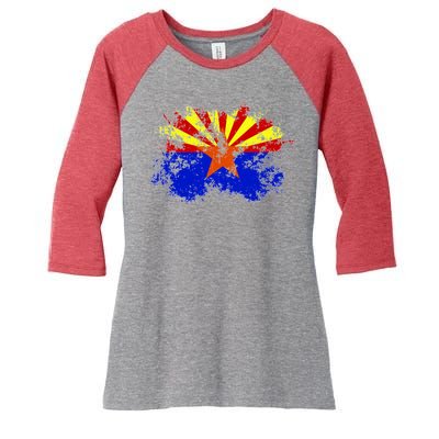 Arizona State Flag Grunge Women's Tri-Blend 3/4-Sleeve Raglan Shirt