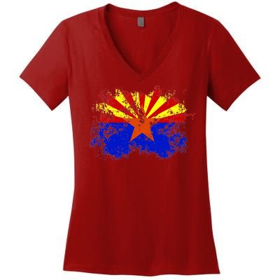 Arizona State Flag Grunge Women's V-Neck T-Shirt