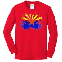 Arizona State Flag Grunge Kids Long Sleeve Shirt