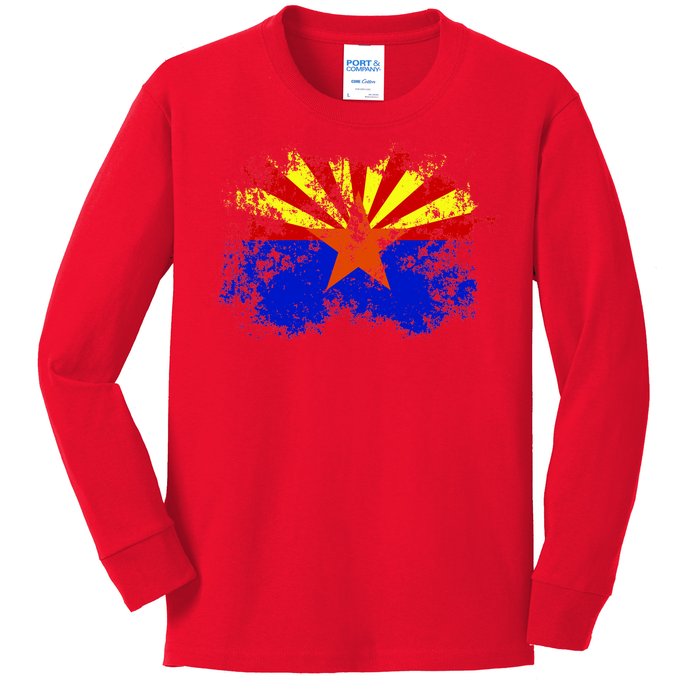 Arizona State Flag Grunge Kids Long Sleeve Shirt