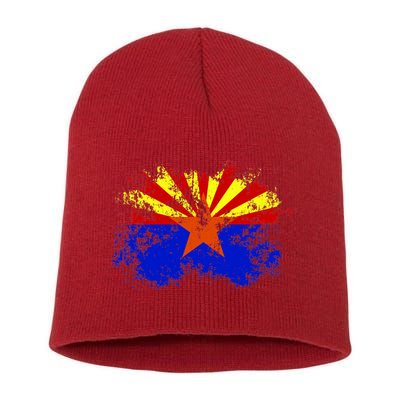 Arizona State Flag Grunge Short Acrylic Beanie