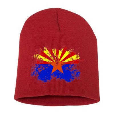 Arizona State Flag Grunge Short Acrylic Beanie