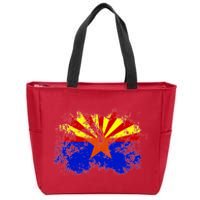 Arizona State Flag Grunge Zip Tote Bag