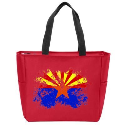 Arizona State Flag Grunge Zip Tote Bag