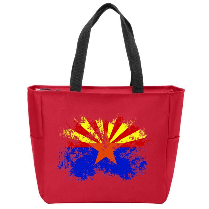 Arizona State Flag Grunge Zip Tote Bag