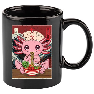 Axolotl Ramen Japanese Funny Graphic Tees Kawaii Anime Gifts 11oz C Handle Ceramic Mug