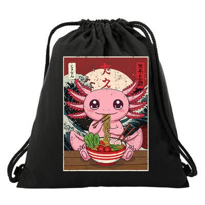 Axolotl Ramen Japanese Funny Graphic Tees Kawaii Anime Gifts Drawstring Bag