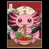 Axolotl Ramen Japanese Funny Graphic Tees Kawaii Anime Gifts 16 in Basic Backpack