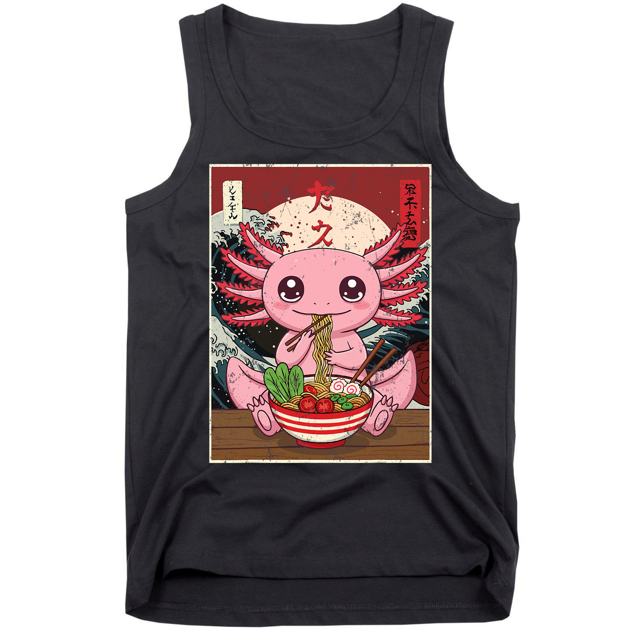 Axolotl Ramen Japanese Funny Graphic Tees Kawaii Anime Gifts Tank Top