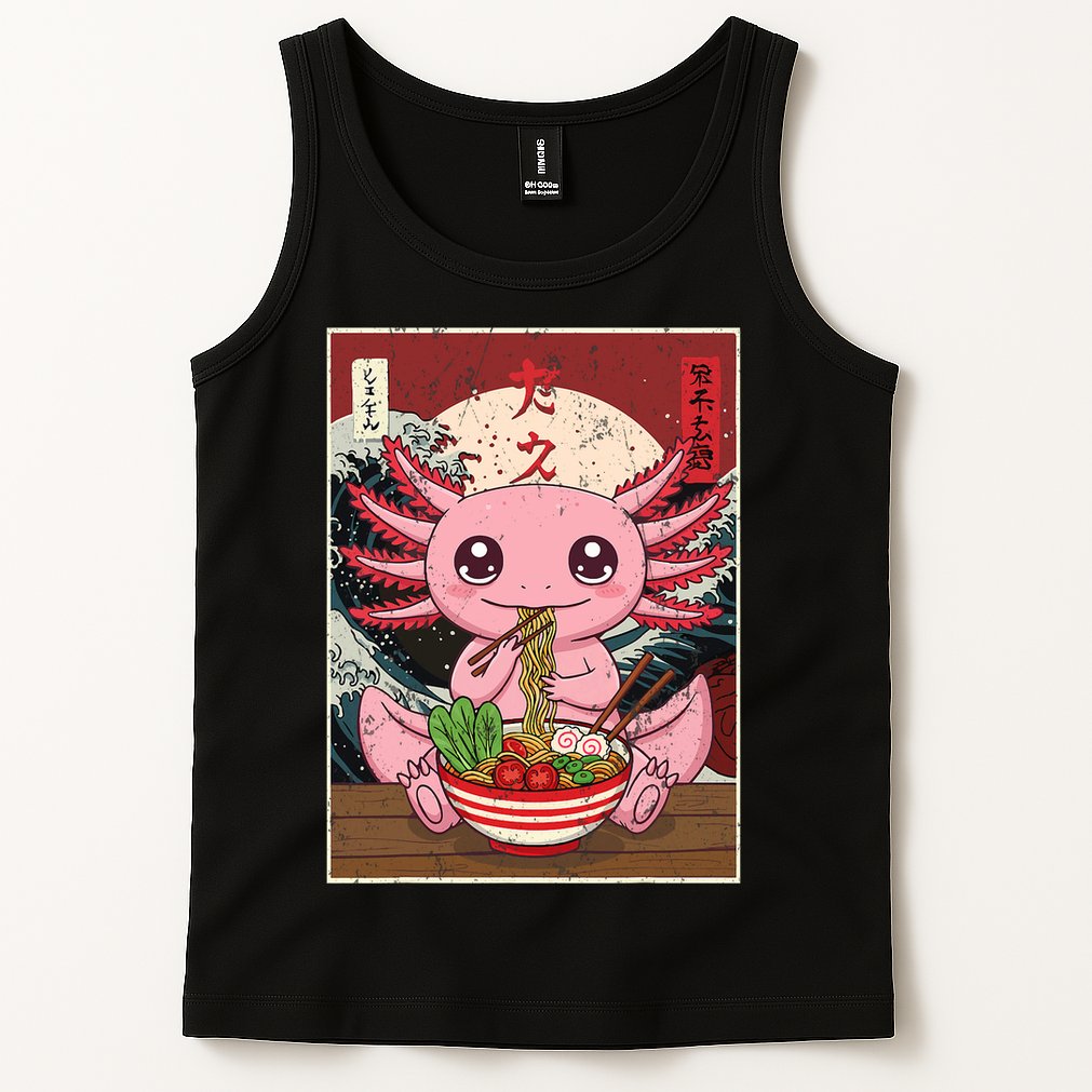 Axolotl Ramen Japanese Funny Graphic Tees Kawaii Anime Gifts Tank Top
