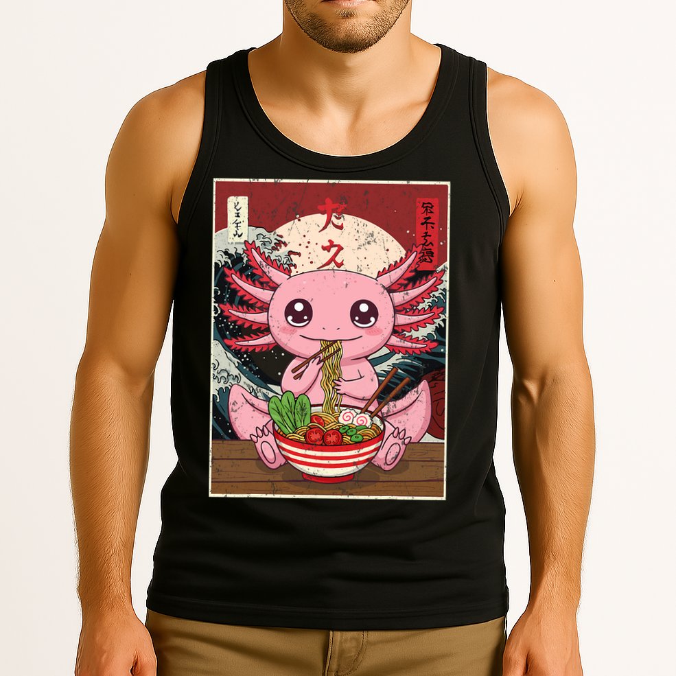 Axolotl Ramen Japanese Funny Graphic Tees Kawaii Anime Gifts Tank Top