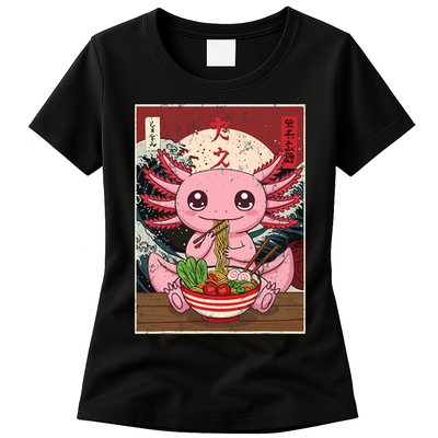 Axolotl Ramen Japanese Funny Graphic Tees Kawaii Anime Gifts Womens T-Shirt