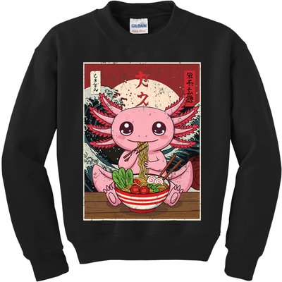Axolotl Ramen Japanese Funny Graphic Tees Kawaii Anime Gifts Kids Sweatshirt