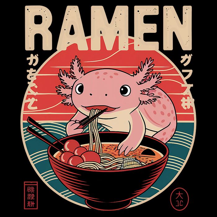 Axolotl Ramen Japanese Noodles Kawaii Anime Axolotl Cooling Performance Crew T-Shirt
