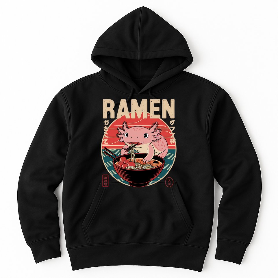 Axolotl Ramen Japanese Noodles Kawaii Anime Axolotl Hoodie