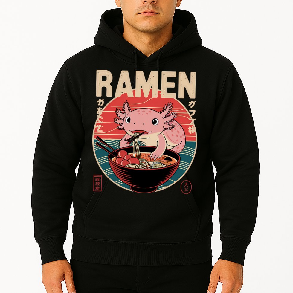 Axolotl Ramen Japanese Noodles Kawaii Anime Axolotl Hoodie