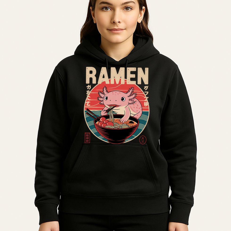 Axolotl Ramen Japanese Noodles Kawaii Anime Axolotl Hoodie