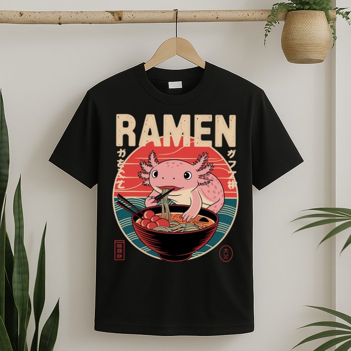Axolotl Ramen Japanese Noodles Kawaii Anime Axolotl T-Shirt