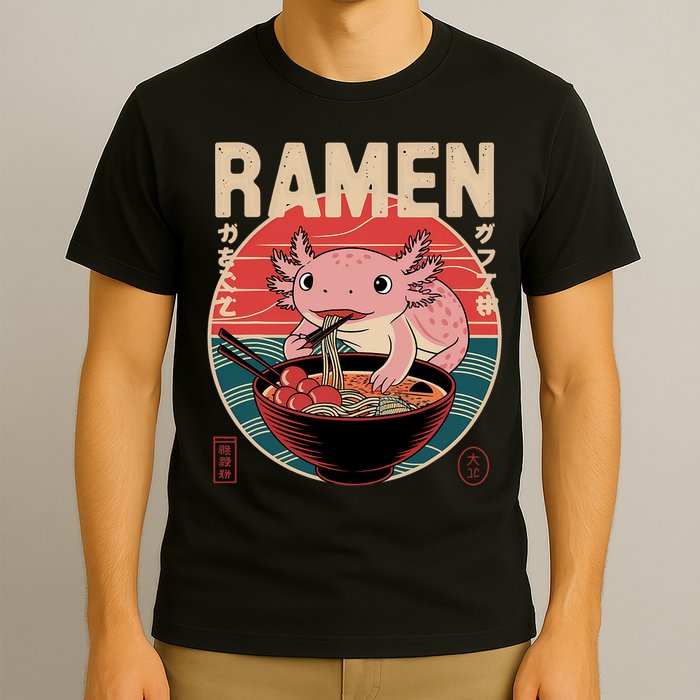 Axolotl Ramen Japanese Noodles Kawaii Anime Axolotl T-Shirt