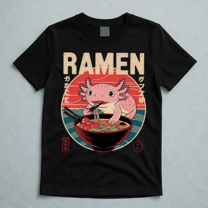 Axolotl Ramen Japanese Noodles Kawaii Anime Axolotl T-Shirt