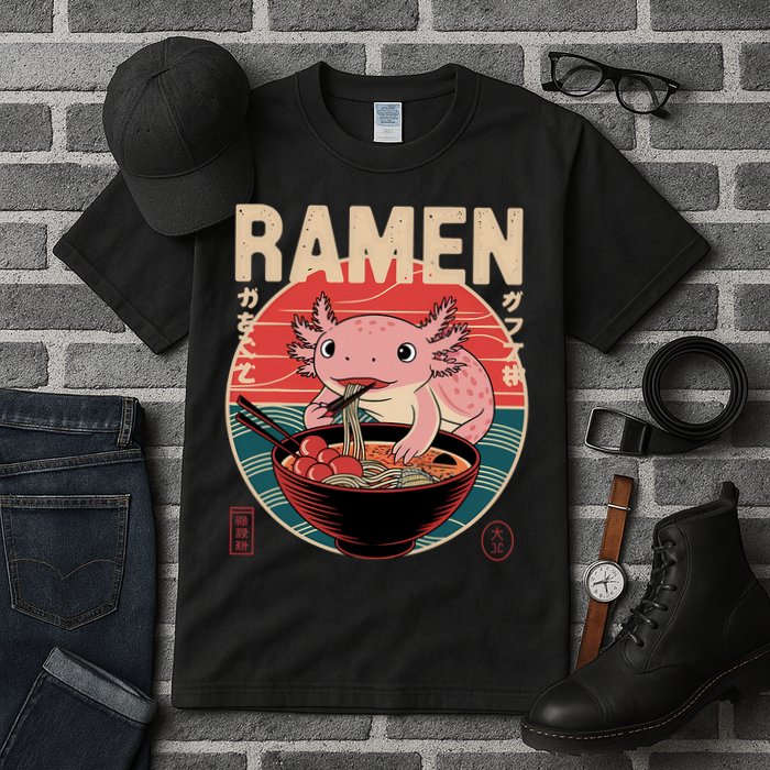 Axolotl Ramen Japanese Noodles Kawaii Anime Axolotl Tall T-Shirt
