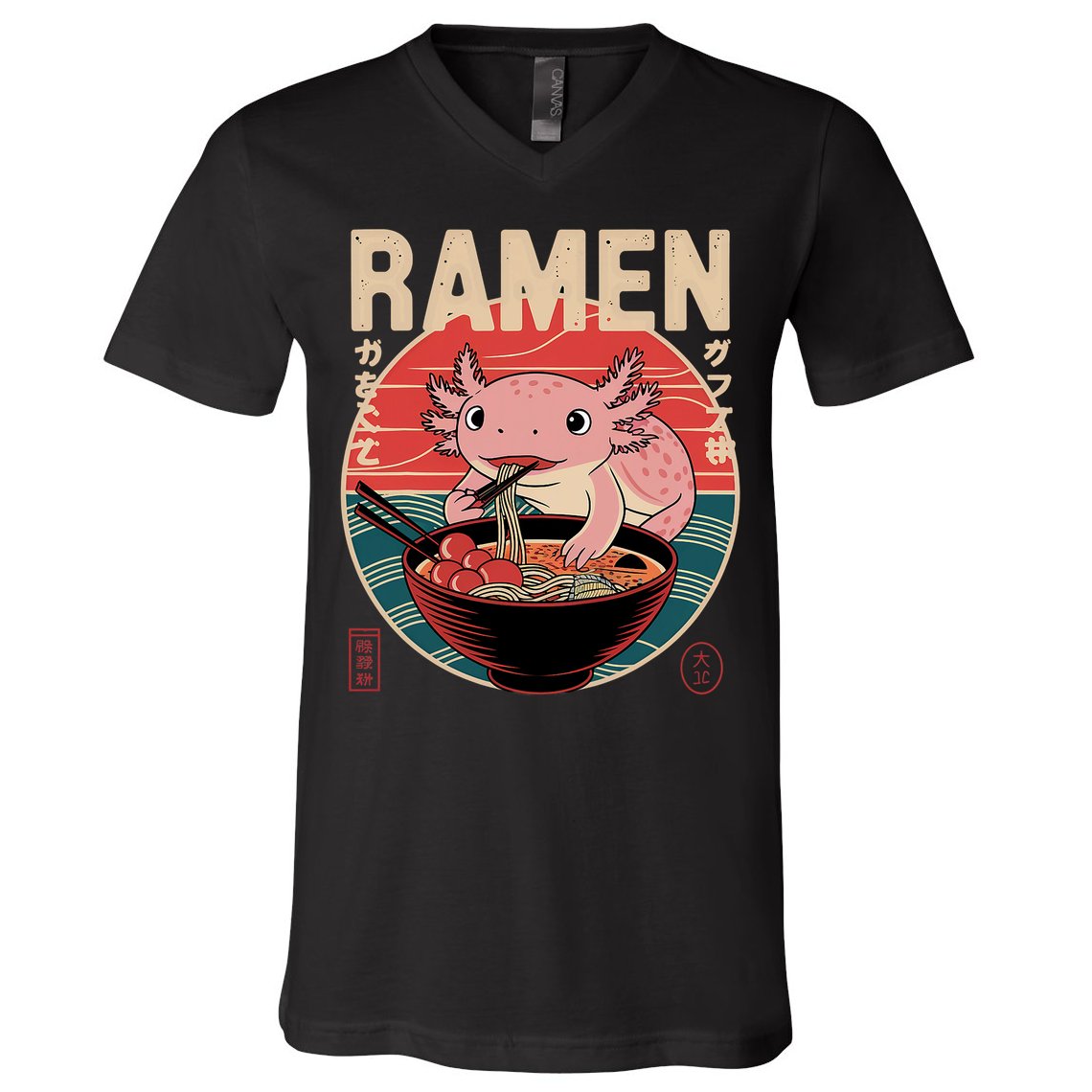 Axolotl Ramen Japanese Noodles Kawaii Anime Axolotl V-Neck T-Shirt